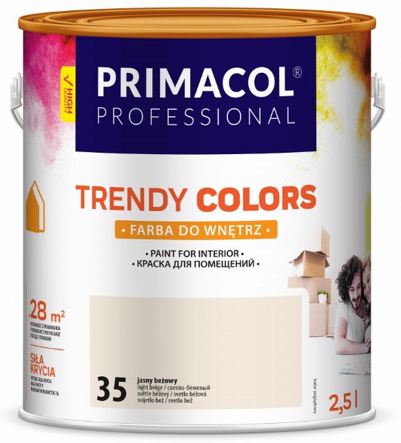 Farba akrylowa Trendy Colors 2,5 l mat jasny beżowy do ścian i sufitów